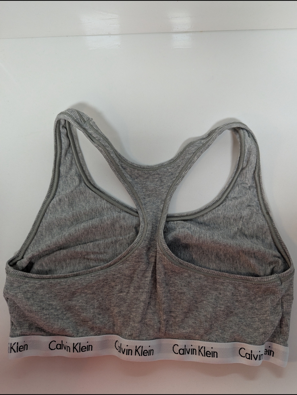 Calvin Klein Gray Ribbed Racerback Sports Bra - Picture 5 of 5